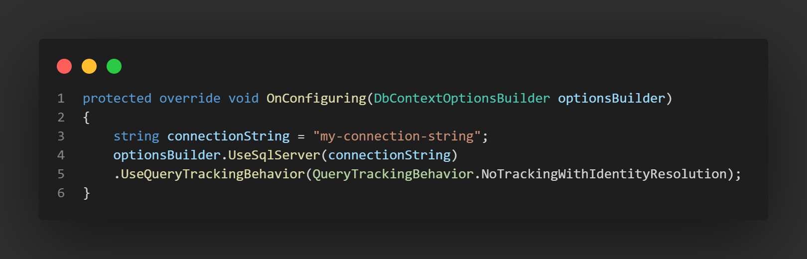 Code Snippet Configuring Global Tracking Behavior