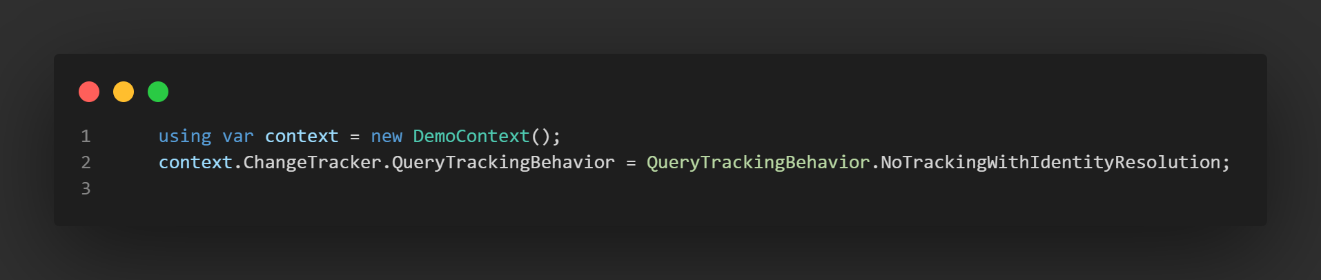 Code Snippet Configuring Context Tracking Behavior