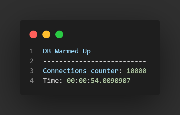 TIME TO COMPLETE 10.000 OPERATIONS CONNECTION MANAGED BY EF - POOLING DISABLED